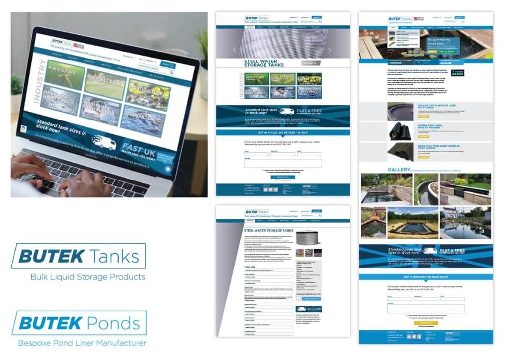 logo design and e-commerce websites for Butek Ponds and Butek Tanks